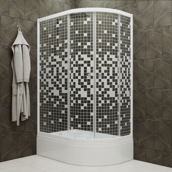 Душевое ограждение Triton Коралл 120x80 см L Щ0000061782, белый/мозаика - фото 3