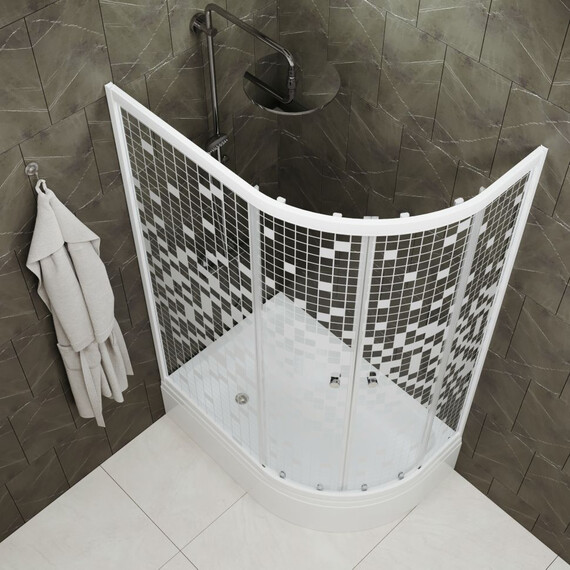 Душевое ограждение Triton Коралл 120x80 см L Щ0000061782, белый/мозаика - фото 4