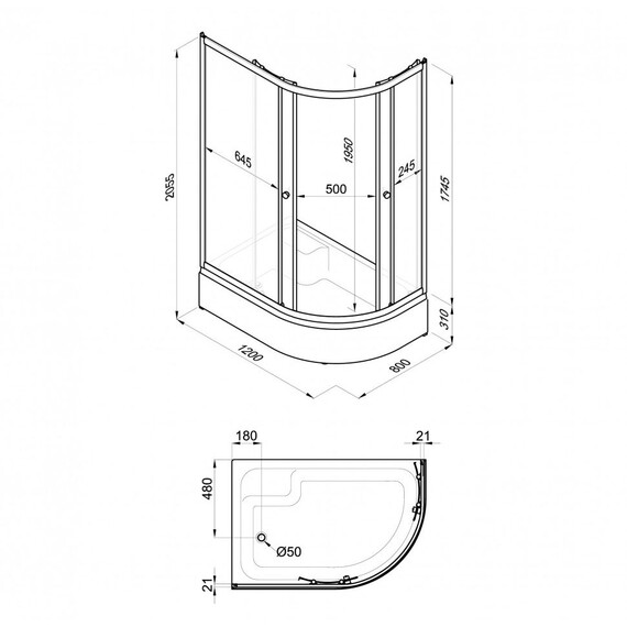 Душевое ограждение Triton Коралл 120x80 см L Щ0000061782, белый/мозаика - фото 8