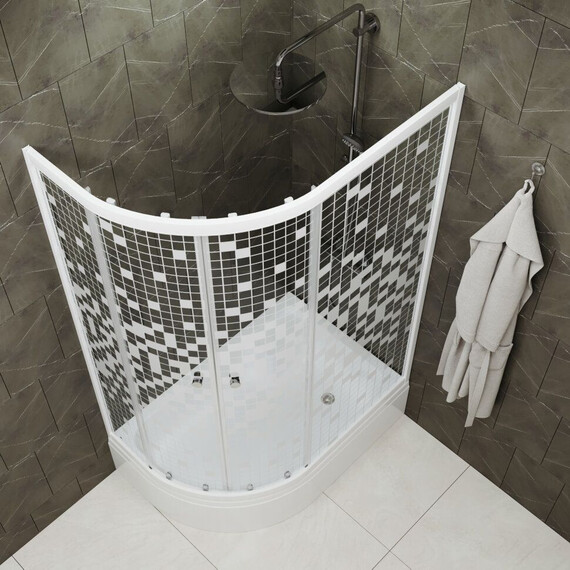 Душевое ограждение Triton Коралл 120x80 см R Щ0000061783, белый/мозаика - фото 2