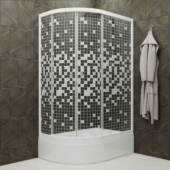 Душевое ограждение Triton Коралл 120x80 см R Щ0000061783, белый/мозаика - фото 3