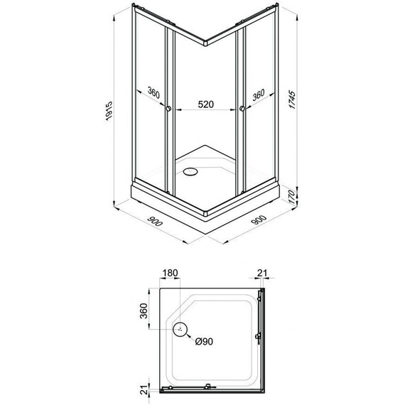 Душевое ограждение Triton Вельвет 90x90 см Щ0000061815, белый/матовое - фото 10