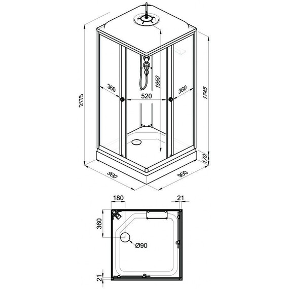 Душевая кабина Тритон Вельвет 90x90 см Щ0000061852, белый/матовое - фото 15