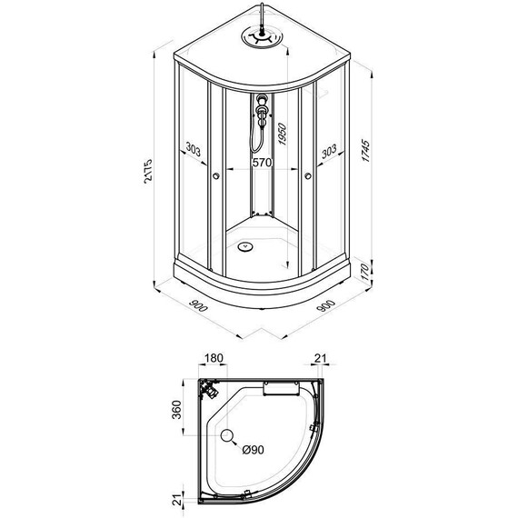 Душевая кабина Тритон Топ 90x90 см Щ0000064609, белый/прозрачное - фото 13