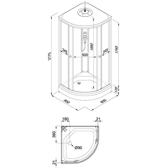 Душевая кабина Тритон Вельвет 80x80 см Щ0000064622, белый/матовое - фото 13