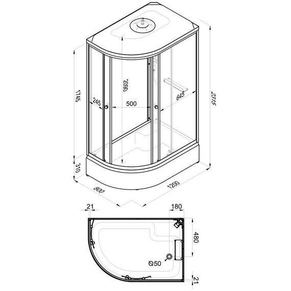 Душевая кабина Тритон Коралл 120x80 см R Щ0000068948, белый/матовое - фото 17