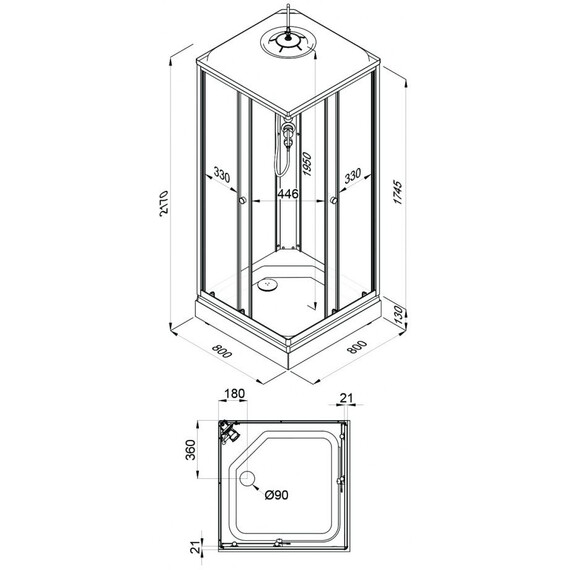 Душевая кабина Тритон Вельвет 80x80 см Щ0000071050, белый/матовое - фото 16