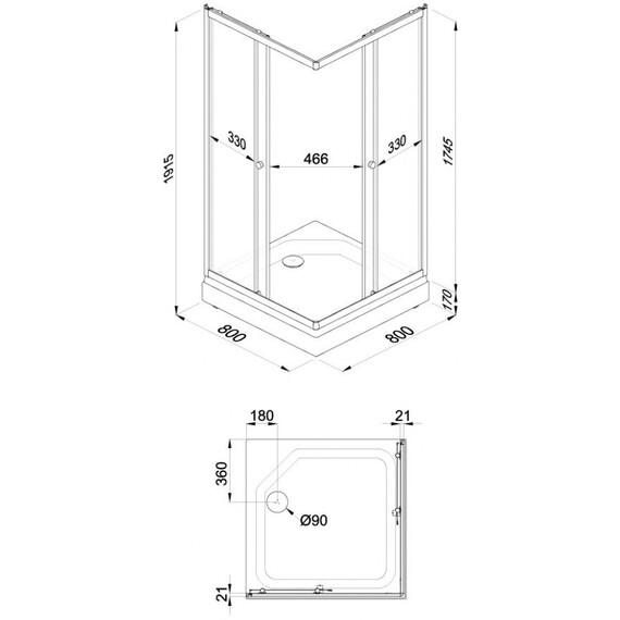 Душевое ограждение Triton Вельвет 80x80 см Щ0000071051, белый/матовое - фото 8
