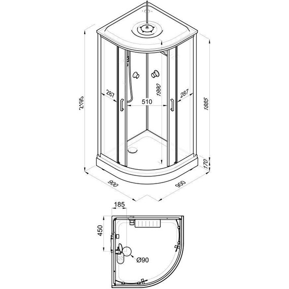 Душевая кабина Тритон Прайм 90x90 см Щ0000071581, сатин/прозрачное - фото 13