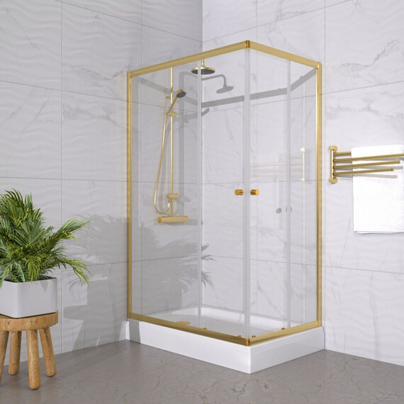 Душевое ограждение Triton Вента 120x80 см Щ0000073919, золото/прозрачное - фото 3