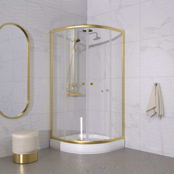 Душевое ограждение Triton Альфа 90x90 см Щ0000073921, золото/прозрачное - фото 3