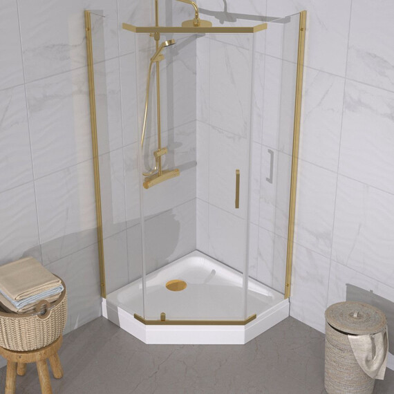 Душевое ограждение Triton Дека 90x90 см Щ0000073923, золото/прозрачное - фото 4