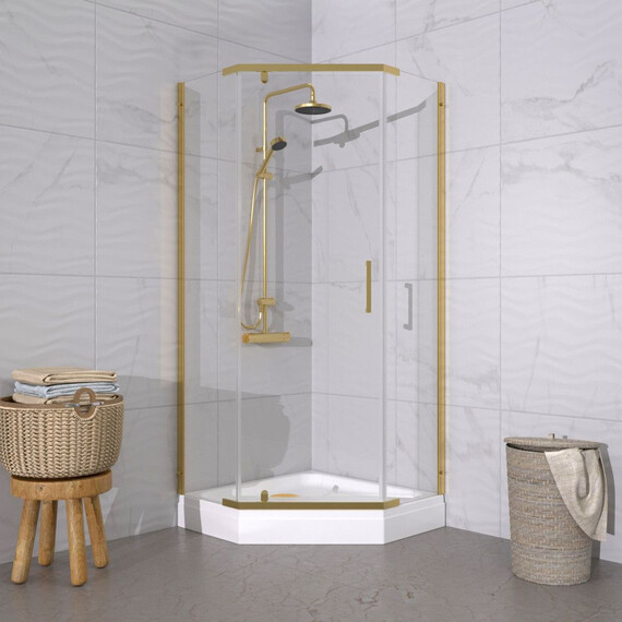 Душевое ограждение Triton Дека 100x100 см Щ0000073924, золото/прозрачное - фото 3