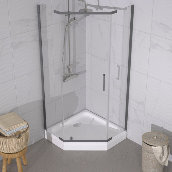 Душевое ограждение Triton Дека 100x100 см Щ0000073926, графит/прозрачное - фото 4