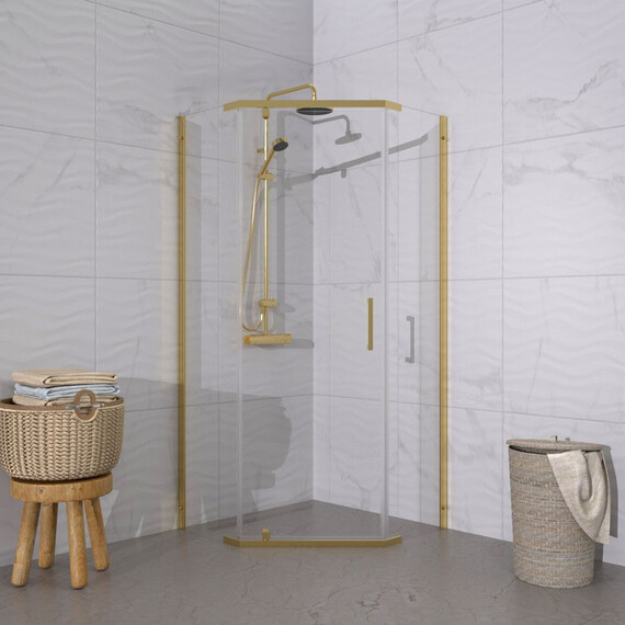 Душевое ограждение Triton Дека 100x100 см Щ0000073928, золото/прозрачное - фото 3