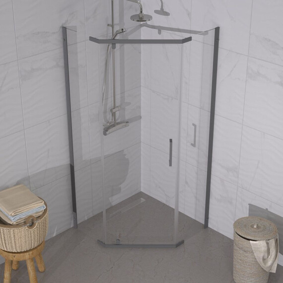 Душевое ограждение Triton Дека 90x90 см Щ0000073929, графит/прозрачное - фото 4