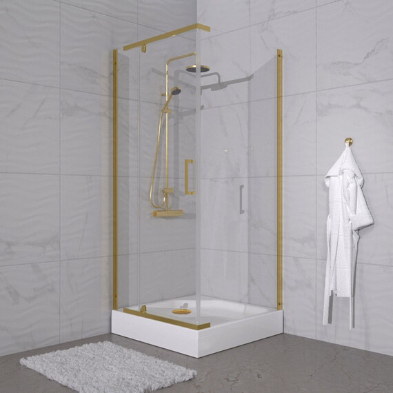 Душевое ограждение Triton Терра 90x90 см Щ0000073931, золото/прозрачное - фото 3