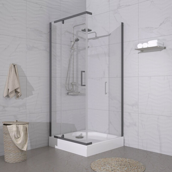 Душевое ограждение Triton Терра 90x90 см Щ0000073935, графит/прозрачное - фото 3