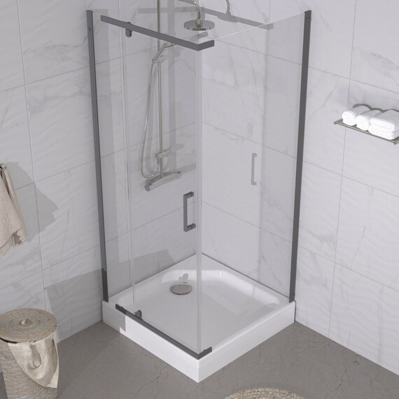 Душевое ограждение Triton Терра 90x90 см Щ0000073935, графит/прозрачное - фото 4