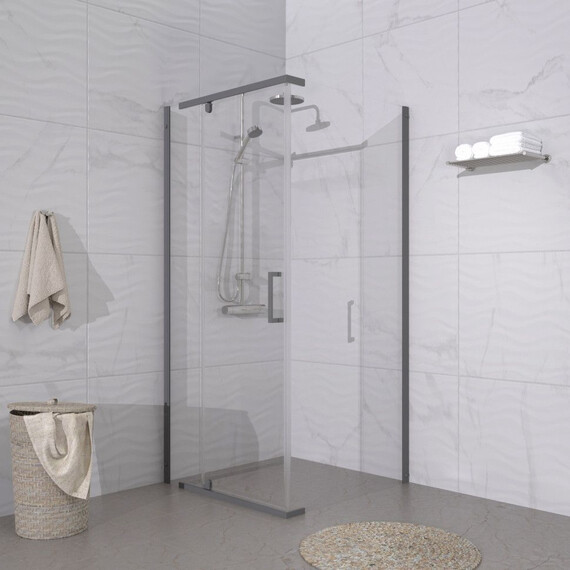 Душевое ограждение Triton Терра 90x90 см Щ0000073937, графит/прозрачное - фото 3