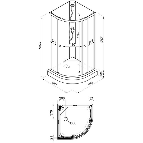 Душевая кабина Тритон Экстра 88x88 см Щ0000076116, белый/прозрачное - фото 13