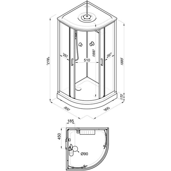 Душевая кабина Тритон Прайм 90x90 см Щ0000076117, чёрный/матовое - фото 22