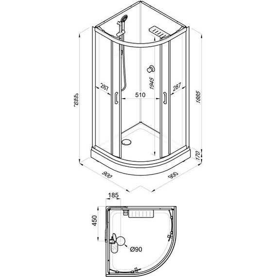 Душевая кабина Тритон Прайм 90x90 см Щ0000077366, чёрный/прозрачное - фото 23