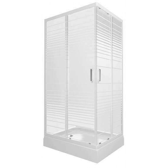 Душевое ограждение Triton Фьюжн 100x80 см Щ0000078656, белый/полосы - фото 