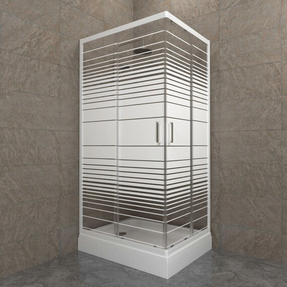 Душевое ограждение Triton Фьюжн 100x80 см Щ0000078656, белый/полосы - фото 2