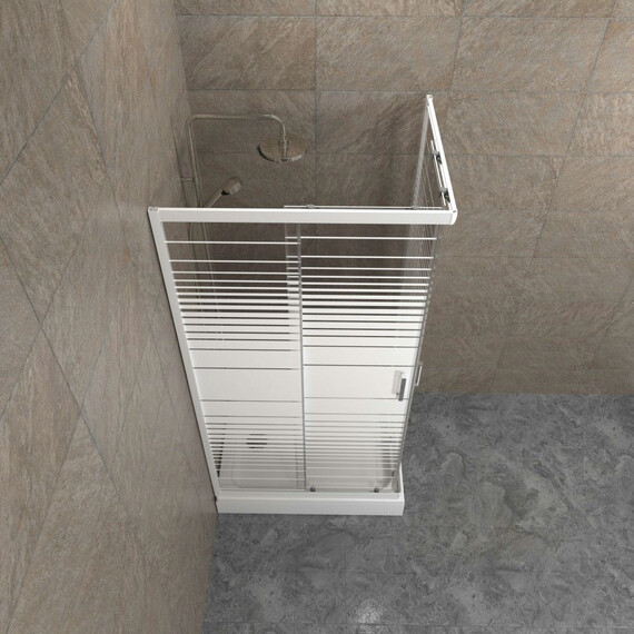 Душевое ограждение Triton Фьюжн 100x80 см Щ0000078656, белый/полосы - фото 3