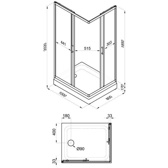 Душевое ограждение Triton Фьюжн 100x80 см Щ0000078656, белый/полосы - фото 7