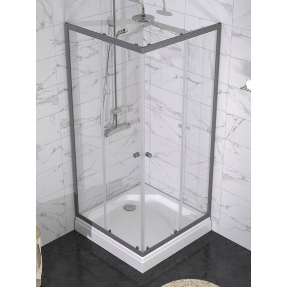 Душевое ограждение Triton Вента 100x100 см Щ0000079307, графит/прозрачное - фото 5