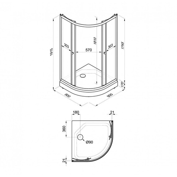 Душевое ограждение Triton Грэй 90x90 см Щ0000066464, белый/тонированное - фото 11