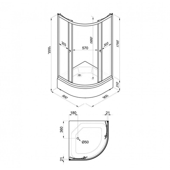 Душевое ограждение Triton Грэй 90x90 см Щ0000066465, белый/тонированное - фото 11