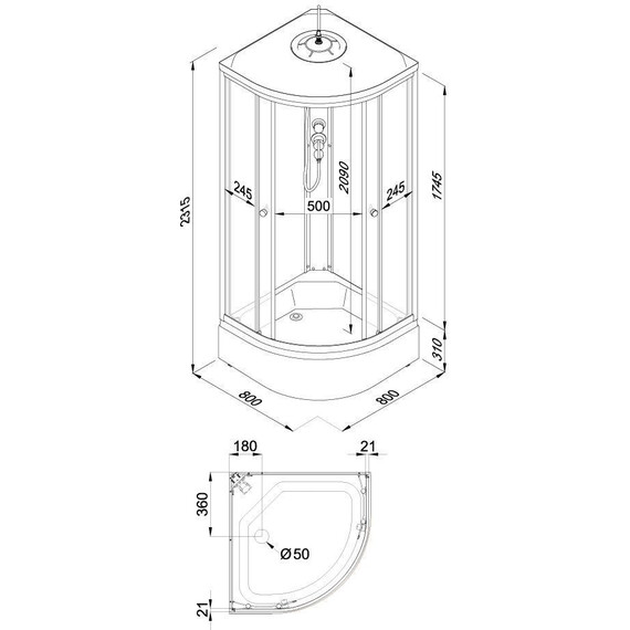 Душевая кабина Тритон Вельвет 80x80 см Щ0000064623, белый/матовое - фото 14