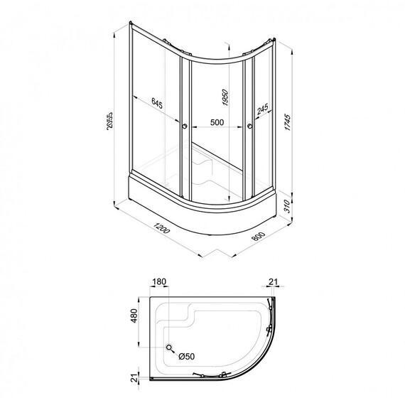 Душевое ограждение Triton Коралл 120x80 см L Щ0000068951, белый/узор - фото 10