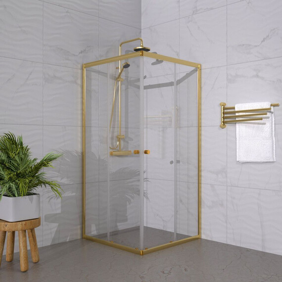 Душевое ограждение Triton Вента 90x90 см Щ0000076256, золото/прозрачное - фото 4