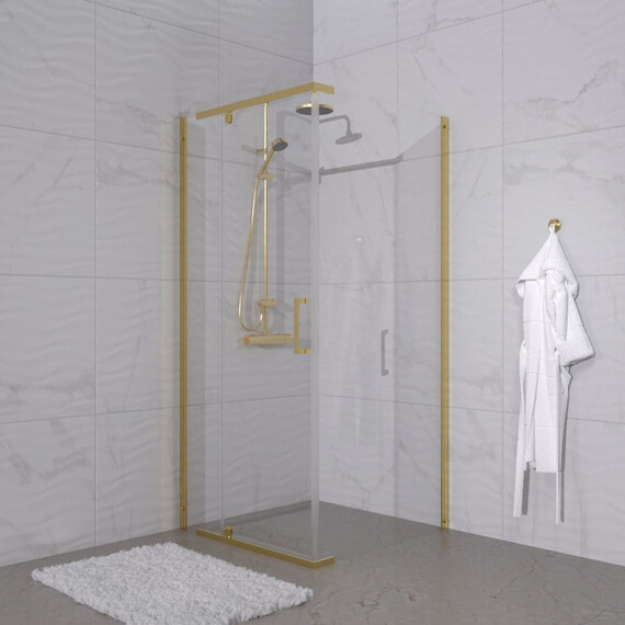 Душевое ограждение Triton Терра 90x90 см Щ0000073933, золото/прозрачное - фото 3