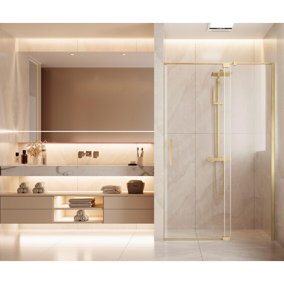 Душевая дверь Vincea Extenza 110-120 см VDP-4EX1112CLG (стекло 8 мм) брашированное золото/прозрачное - фото 2