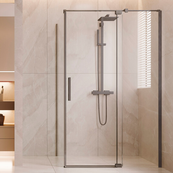 Душевое ограждение Vincea Extenza 110-120x90 см VSR-4EX111290CLGM (стекло 8 мм) вороненая сталь/прозрачное - фото 