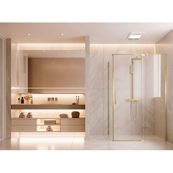 Душевое ограждение Vincea Extenza 90-100x100 см VSR-4EX901010CLG (стекло 8 мм) брашированное золото/прозрачное - фото 2