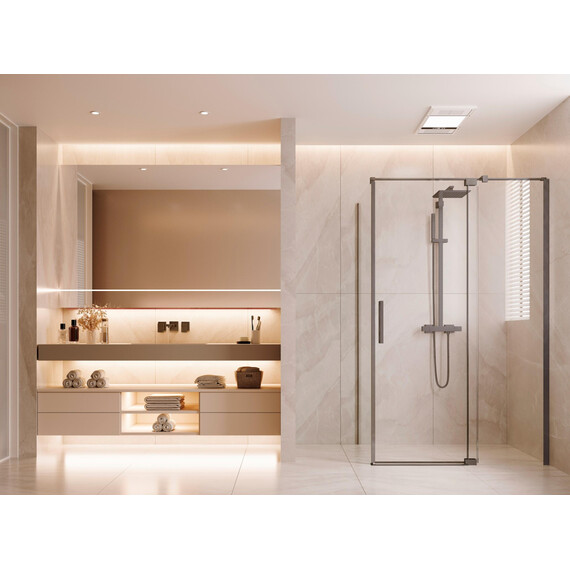 Душевое ограждение Vincea Extenza 90-100x90 см VSR-4EX901090CLGM (стекло 8 мм) вороненая сталь/прозрачное - фото 2