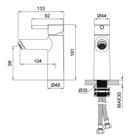 Смесители для раковины Wonzon & Woghand Solo WW-139032-BN, брашированный никель - фото 2
