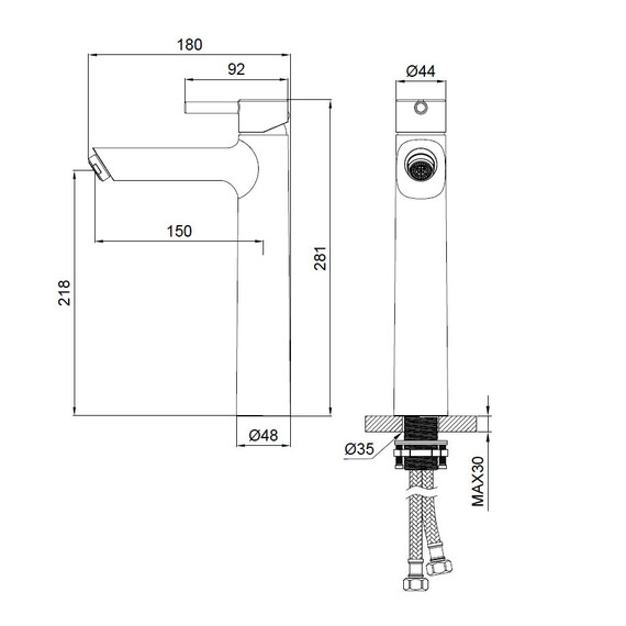 Смеситель для раковины высокий Wonzon & Woghand Solo WW-239032-CR - фото 2