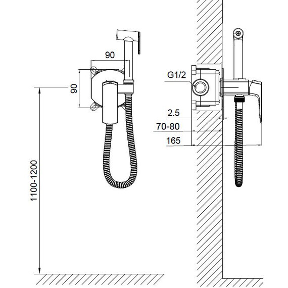 Набор для гигиенического душа Wonzon & Woghand Forza WW-88829031-BG (со скрытой частью) брашированное золото - фото 2