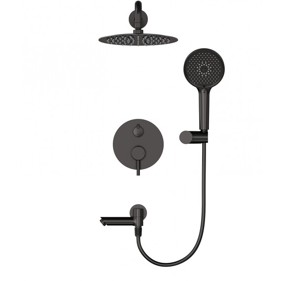 Душевая система для ванны Wonzon & Woghand Solo WW-939032-BGM (со скрытой частью) тёмный графит - фото 