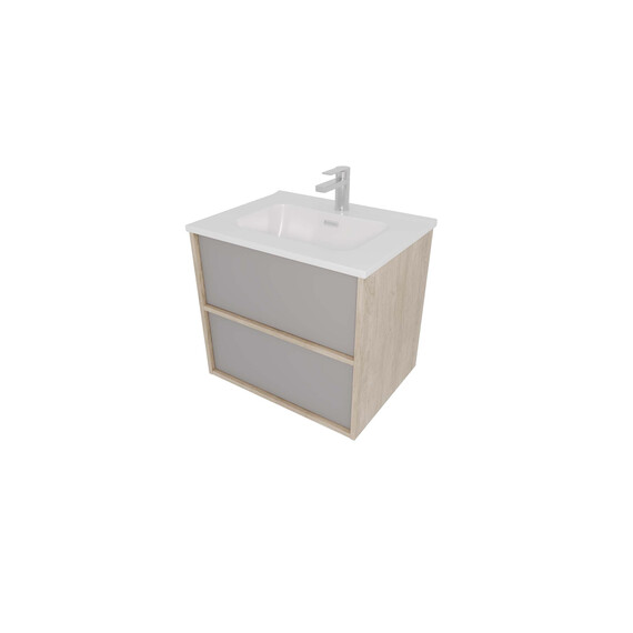 Тумба подвесная с раковиной Aquatek Либра 60 см AQ66060-DO-LG, дуб Давос/серый туман - фото 4