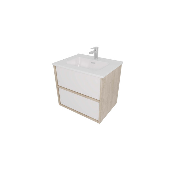 Тумба подвесная с раковиной Aquatek Либра 60 см AQ66060-DO-MW, дуб Давос/белый матовый - фото 3