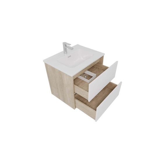 Тумба подвесная с раковиной Aquatek Либра 60 см AQ66060-DO-MW, дуб Давос/белый матовый - фото 4