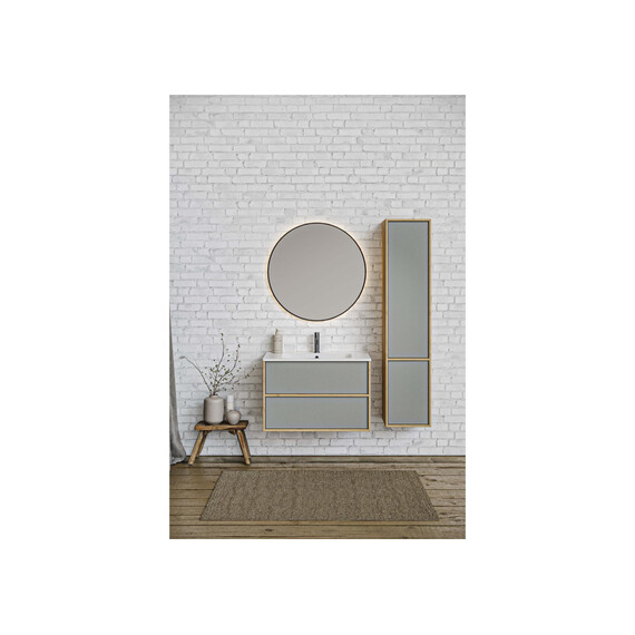 Тумба подвесная с раковиной-столешницей Aquatek Либра 80 см AQ66080-DO-LG, дуб Давос/серый туман - фото 3